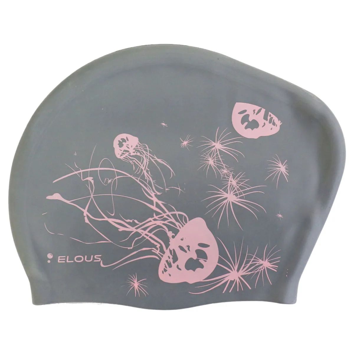 Шапочка для плавания SR «EL006» для длинных волос, силикон, цв: медуза серебряная.